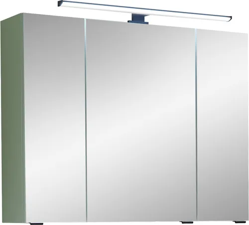 Saphir Badezimmerspiegelschrank Quickset 500 mit LED-Aufsatzleuchte - Moderner Spiegelschrank mit drei Softclose-Türen und großzügigem Stauraum. Die integrierte LED-Aufsatzleuchte sorgt für angenehme Beleuchtung, während die pflegeleichte Oberfläche die Reinigung erleichtert.