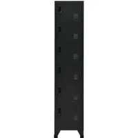 vidaXL Schließfachschrank Schwarz 38x40x180 cm - Werkstatteinrichtung mit 6 abschließbaren Türen, ideal für Schulen und Büros. Langlebiger Stahl und Lüftungsschlitze sorgen für sichere und übersichtliche Aufbewahrung.