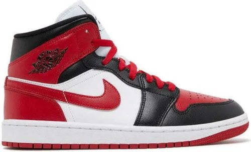 Nike Air Jordan 1 Mid Damen - Stylische Sneaker in Schwarz Rot - 43 EU - Sneaker für Damen mit zeitlosem Design, ideal für Alltag und Beruf. Bequeme Textilsohle und robustes Obermaterial aus Leder sorgen für hohen Tragekomfort.