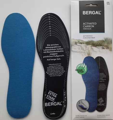 Bergal Aktivkohle Sohlen Einlagen zuschneidbar gegen Fußgeruch Gr. 36 - 46