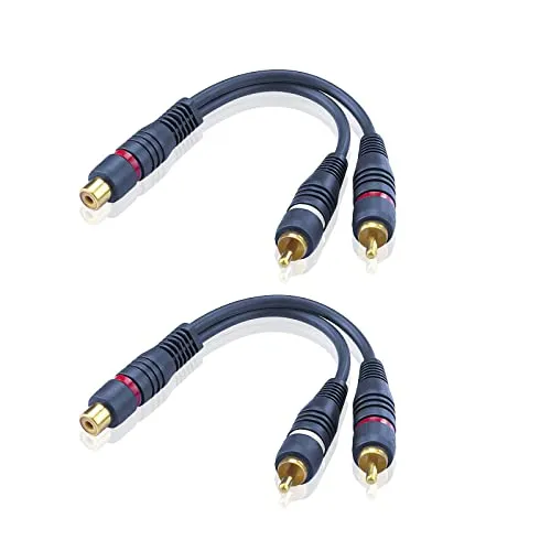 SIENOC 2 Stück Cinch Y Kabel Splitter RCA Y Adapter Kabel 15cm AV Audio Kabel Cinch Verteiler für Subwoofer, Lautsprecher Heimkino