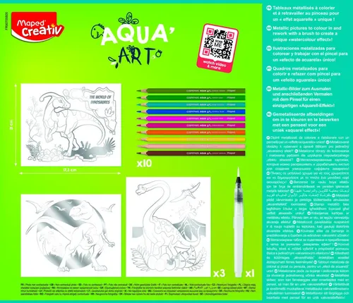 Maped Malset AQUA ART Dino, 907058, Aquarellstifte und Wassertankpinsel, 11-tlg.