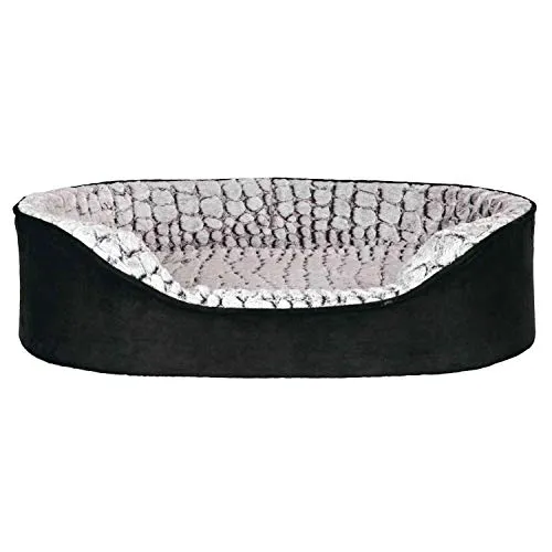 Lino vital bed oval 60 × 45 cm black/grey - Orthopädisches Hundebett - Hundebetten: Orthopädisches Hundebett mit viskoelastischem Schaumstoff für maximalen Schlafkomfort und rutschfester Unterseite.