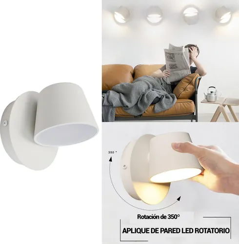 LED-Wandleuchte mit verstellbarem Strahler, 6 W, 2700 K warmes Leselicht aus weißem Aluminium, modernes nordisches Design