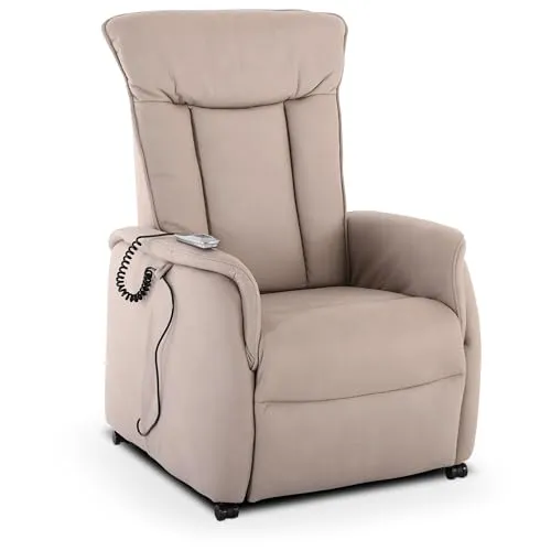 Raburg Fernsehsessel mit Aufstehhilfe – Relaxsessel elektrisch mit Liegefunktion, 2 Motoren, Mandelgrau - Relaxsessel mit elektrischer Aufstehhilfe für müheloses Aufstehen und optimalen Sitzkomfort dank Taschenfederkern. Ideal für Gesundheit und Entspannung.