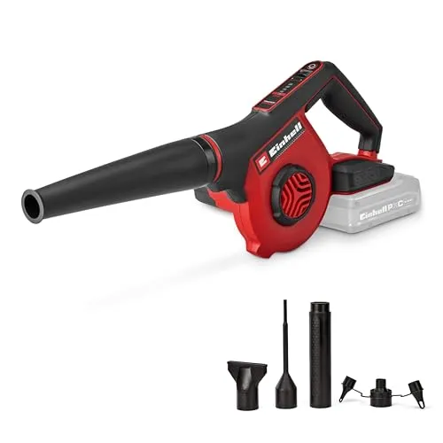 Einhell Akku-Bläser TE-CB 18/270 Li - Solo mit 270 km/h Luftgeschwindigkeit - Vielseitiger Akku-Bläser für Werkstatt, Baustelle und Garten. Mit 5 Geschwindigkeitsstufen und praktischem Zubehör für unterschiedliche Anwendungen. Effizient und handlich – ideal zum Reinigen und Aufpumpen.