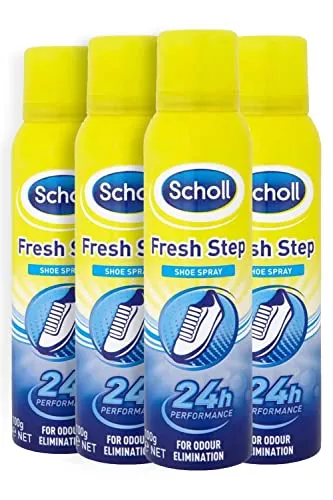 Scholl Fresh Step Schuhspray, 150 ml, geruchshemmendes Schuhspray, bis zu 24 Stunden Frische, 4 Stück