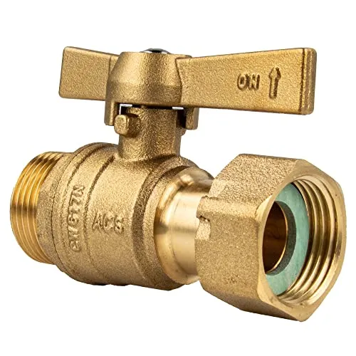 tecuro WZ - Kugelhahn Außengewinde G 1/2 Zoll x Überwurfmutter Rp 3/4 Zoll - gerade Ausführung, MS-blank