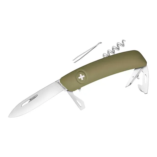 SWIZA Taschenmesser D03 - 11 Funktionen, khaki, mit Feststellklinge - Taschenmesser mit 11 Funktionen, inklusive großer Feststellklinge und Sicherheitsblockierung. Ideal für Outdoor-Abenteuer und handliche Nutzung, hergestellt in der Schweiz.