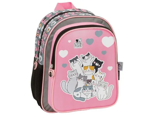 DERFORM Kinderrucksack Katze Kinder Rucksack 28 cm Kindergarten Tasche rosa Mädchen, Cleo & Frank