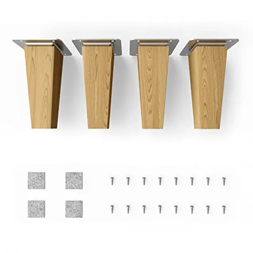 4x sossai® Holzfüße eckig 12cm Eiche von Sossai