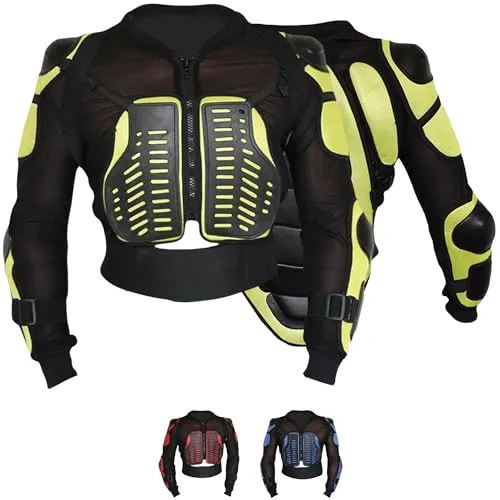 German Wear Protektorenjacke für Motorrad, Motocross und Skateboarding in Gelb, Größe 56/2XL - Maximaler Aufprallschutz mit 8 integrierten Protektoren. Atmungsaktives, komfortables Design aus hochwertigem Material für optimale Ventilation. Ideal für verschiedene Sportarten und individuell anpassbar für sicheren Halt.