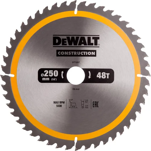 Sägeblatt für stationäre Kreissägen ø250 x 30mm 48WZ von DeWalt