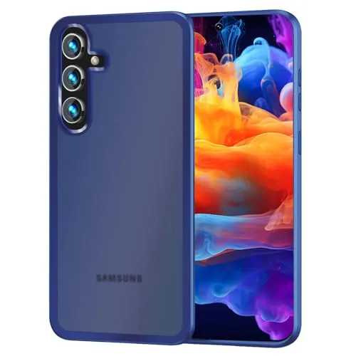 NALIA Matte Handyhülle für Samsung Galaxy S24 - Stoßfester Silikon-Rahmen & Semi-Transparent - FUZION (Anti-Fingerprint Case) - Marke aus Berlin, Farbe:Dunkel-Blau