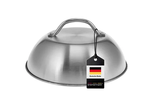 bremermann Burgerhaube 22,5 cm - Edelstahl Grillhaube für perfekte Burger - Abdeck- & Fliegenhauben - Multifunktionale Haube für gleichmäßiges Schmelzen und Garen, ideal für Burger, Gemüse und Pfannengerichte. Leicht zu reinigen und passend für alle Grillarten.
