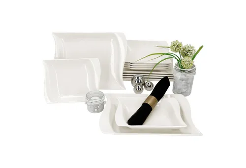 MamboCat Tafelservice 12tlg - Elegantes Porzellan für 6 Personen - Tafelservice aus robustem Ivory Porzellan, ideal für stilvolle Anlässe. Mit ästhetischem Design und spülmaschinengeeignet, perfekt für jede Mahlzeit.