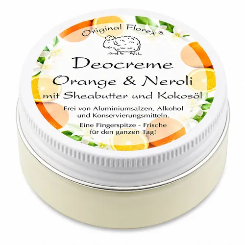 Florex Deocreme Orange & Neroli 40 ml – Aluminiumfrei mit Sheabutter | Vegan
