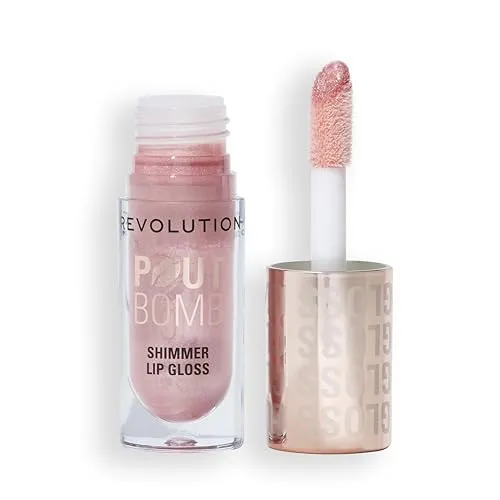 Revolution, Pout Bomb Shimmer Gloss, Hochglanz-Lipgloss mit Hyaluronsäure & Vanilleduft, Shine Pink