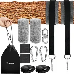 Aufhängung Gurt Set für Schwerlast Karabiner und D-Ringe mit Baumschutzpolstern