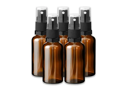 CK Verpackung GmbH Zerstäuberflasche 5x Glasflasche Braun mit Zerstäuber 50 ml (Set), Zerstäuber
