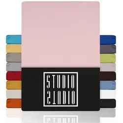 STUDIO Spannbettlaken Basic 180x200 cm - Puder rosa - Bettlaken aus 100% gekämmter Baumwolle, OEKO-TEX 100 zertifiziert, mit rundum Gummizug für perfekten Sitz, ideal für Matratzen bis 25 cm Höhe.