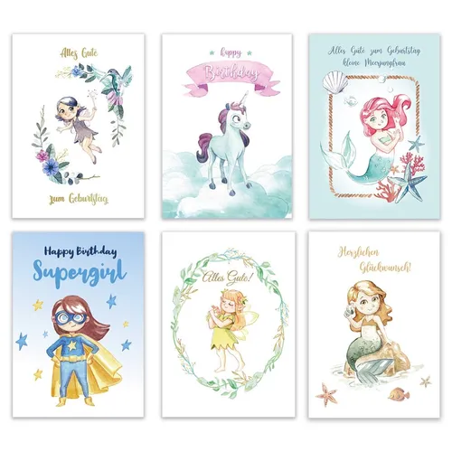 Glückwunschkarten Geburtstagskarten Set Klappkarten mit Umschlägen 6