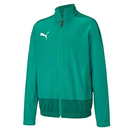 PUMA Kinder teamGOAL 23 Training Jacket Jr - Sportjacke in Pepper Green-Power Green, mit durchgehendem Reißverschluss und stylischem Colorblocking, ideal für Training und Freizeit.