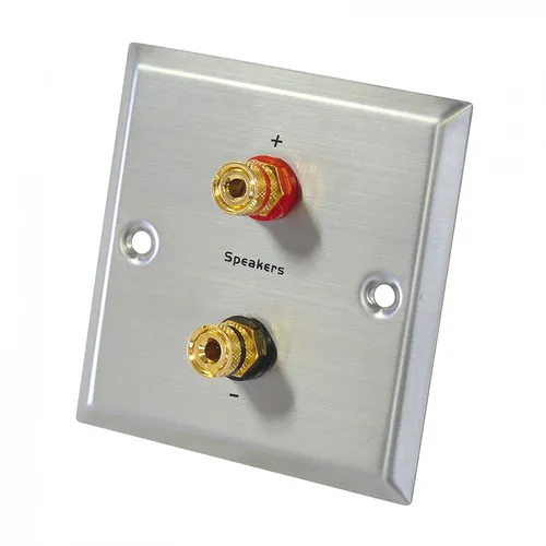 Dynavox LS-Wand-Anschlußblende Edelstahl gebürstet, 2  Bananenbuchsen 050005