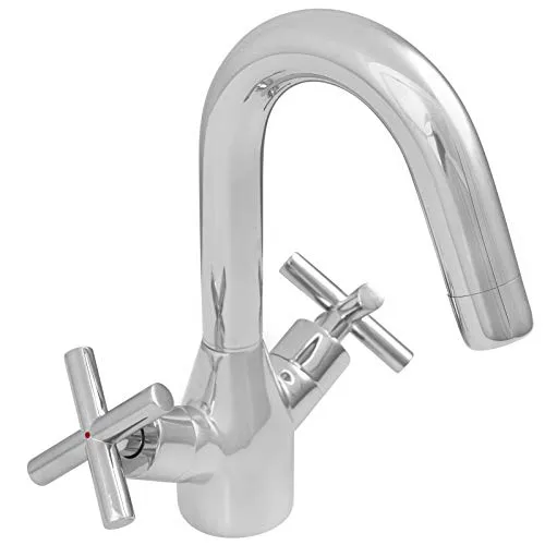 Welfenstein Waschtischarmatur WT-70T7 Zweigriffmischer Kreuzgriffe Wasserhahn