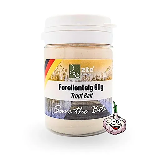 Zite Fishing Forellenteig mit Knoblauch-Aroma 60g – Fängige Forellenpaste als Forellenköder – Trout Bait Teigköder in knalligen Neonfarben (Weiß)