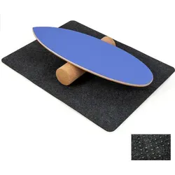COSTWAY Balance Board aus Holz, Balancebrett, Balance Trainer Trickboard mit Korkrolle, Balance-board aus 8 hochwertigen Holzschichten, Dunkelblau - Blau