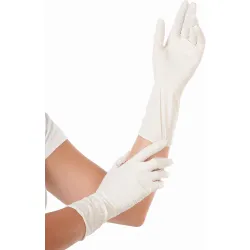 Franz Mensch GmbH Hygostar® Nitrilhandschuhe Safe Long, puderfrei, weiß, Einweghandschuh ist sehr elastisch, komfortabel, mit Rollrand, 1 Packung = 100 Stück, Größe M 27053