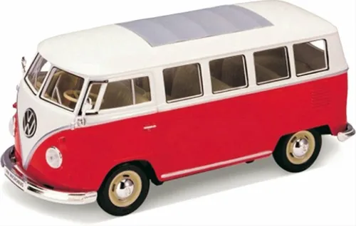 VW T1 Faltdach rot-weiß - Modellauto im Maßstab 1:24 - Autos, LKW & Busse - Detailreiches Modell aus Zinkdruckguss, perfekt für Sammler und Liebhaber klassischer Fahrzeuge.