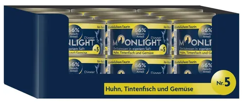 Moonlight Nr. 5 Nassfutter für Katzen, Huhn, Tintenfisch und Gemüse 24 x 80g