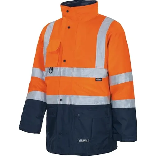 Vizwell Parka 5 in 1, Warnschutz, Leuchtorange/Marine (3XL)