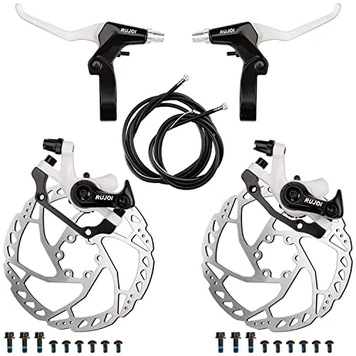 RUJOI Fahrrad-Scheibenbremsen-Kit mit Aluminium-Bremssätteln und 160 mm Rotoren