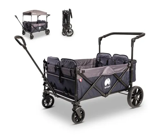elvent Bollerwagen WagonPro City, Kompakt faltbar, Für 1-4 Kinder, Ideal für große Abenteuer
