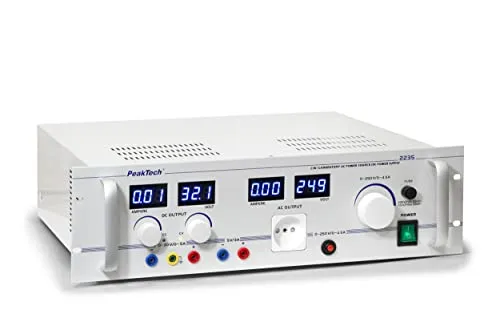 PEAKTECH 2235 Regeltrenntransformator 250 V AC - Labor-Regeltrenntransformator mit einstellbarem AC/DC-Ausgang für hohe Stabilität und Leistungsfähigkeit. Ideal für präzise Spannungs- und Stromversorgung in Laboren.