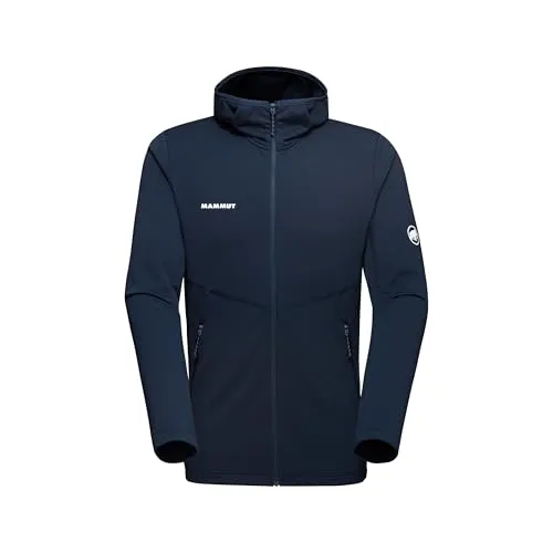 Mammut Aconcagua Light ML Hooded Jacke Herren - Dunkelblau XL - Hochwertige Fleecejacke aus Polartec Power Stretch Pro für maximale Bewegungsfreiheit und effizientes Feuchtigkeitsmanagement, ideal für Outdoorabenteuer und den Alltag.