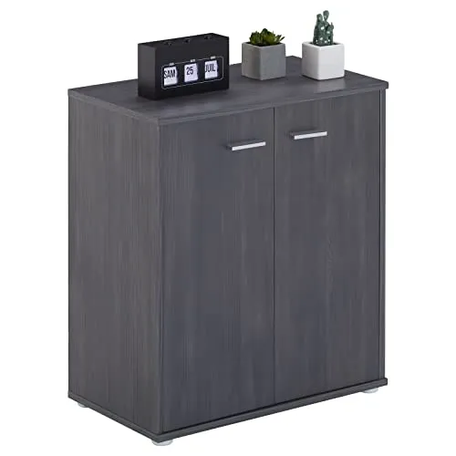 Caro-Möbel Schuhschrank LENNIS - Schuhschrank für Flur und Diele mit 4 variablen Einlegeböden, ideal für Ordnung und Platz für hohe Schuhe. Aus hochwertiger Spanplatte, moderne Chrom-Details.