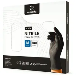 Kemes Einweghandschuhe Nitrilhandschuhe 100 Stück Einmalhandschuhe Gummihandschuh Latexfrei schwarz M