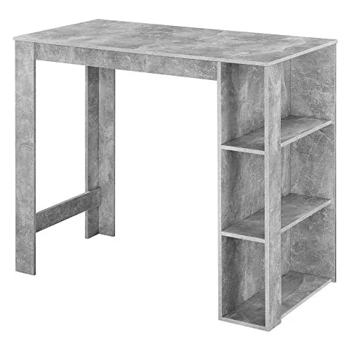 [en.casa] Bartisch mit integrierter Hausbar – 120x60x106cm - Bartische & -theken mit 3 Ablageflächen für optimalen Stauraum und modernes Design in Betonoptik. Ideal für stilvolle Wohnräume!