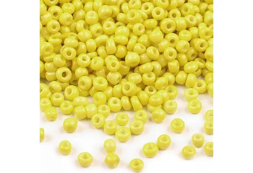 maDDma Bastelperlen 50g Rocailles Glasperlen 2mm Rocaillesperlen Perlen Schmuck, (50g-Abpackung 1-tlg), zitronengelb