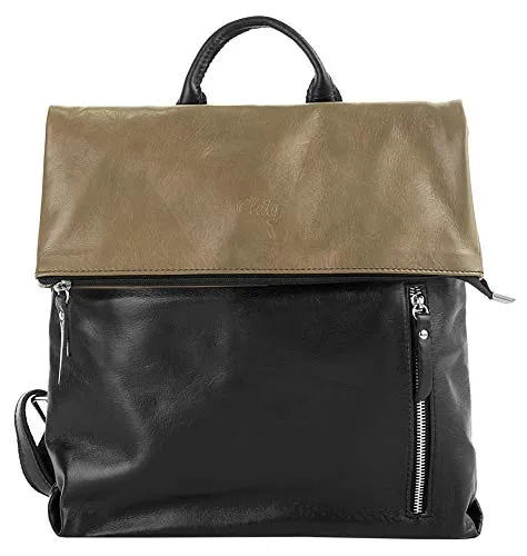 Cityrucksack CLUTY aus echtem Leder, Made in Italy - Eleganter City-Rucksack in beige aus 100% Rindsleder, ideal für den Alltag. Mit verstellbaren Schulterriemen für optimalen Tragekomfort und reichlich Stauraum durch Hauptfach und Außentaschen.