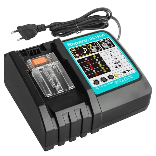 Waitley Schnellladegerät DC18RC kompatibel mit Makita Ladegerät 18V/14,4V Akkus – Ersatz für Makita DC18RA DC18RD – Für BL1830B BL1850B BL1860B mit Mehrfachschutz