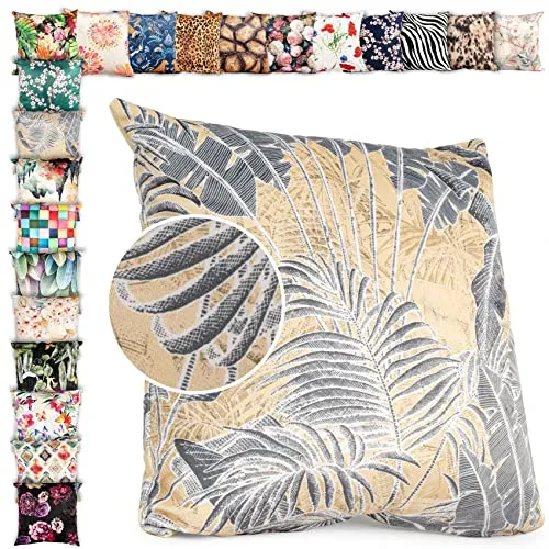 ANRO Kissenbezug Kissenhülle Kissen Deko-Kissen Sofa Kissen Couch Kissen Palm Beige 50x50cm ohne Füllung