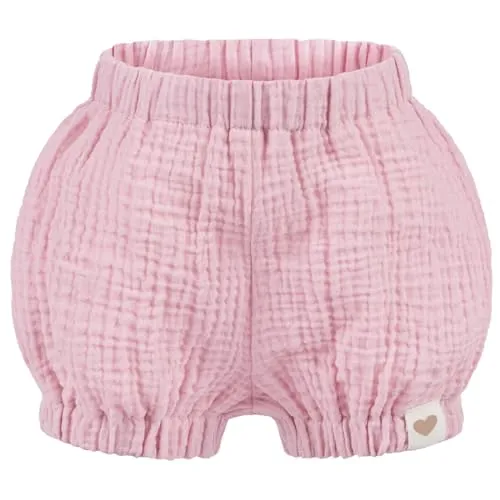 Smarilla Baby Kinder Musselin Shorts Kurze Hose Uni Pumphose Sommerhose, Bekleidungsgröße: 86/92, Farbe: Rosa