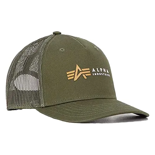 Alpha Industries Trucker Cap - Dark Olive - Stylische Trucker Cap aus 100% Baumwolle und 100% Polyester, ideal für modische Akzente im Alltag. Perfekte Passform in One Size.