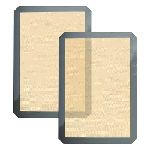 NYGGTYK 2 Stück graue Silikon-Backmatten, Silikon-Backmatten, Silikon-Backbleche, Küchenmatten, Backzubehör, Antihaft-Backmatten (0,7 x 30 x 40 cm)