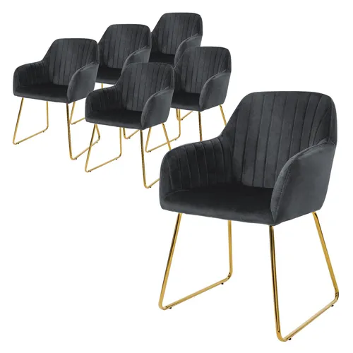 ML-DESIGN Esszimmerstuhl mit Rücken- und Armlehnen, Samtbezug - Eleganter Stuhl für dein Esszimmer mit ergonomischem Samtbezug und goldenen Metallgestell. Genieße hohen Komfort und stilvolles Design – ideal für gesellige Abende!